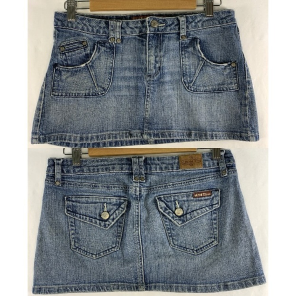 Hint Y2K Low Rise MIcro Mini Skirt Sz 7 Button Flap Pockets Festival 00s